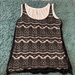 Black and white lace tank top